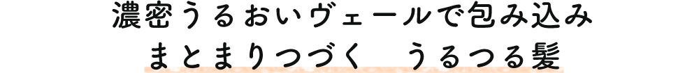 濃密うるおいヴェールで包み込み まとまりつづく うるつる髪